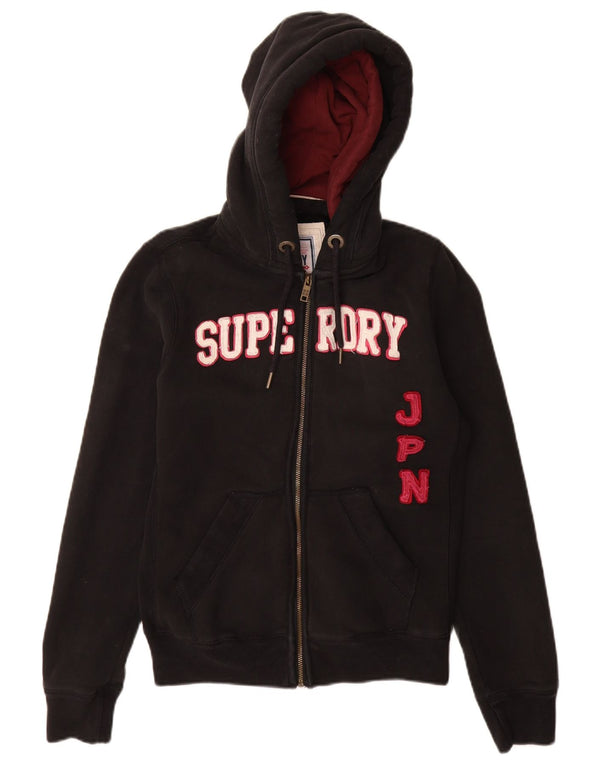 Damski sweter z kapturem i zamkiem błyskawicznym Superdry UK 12, średni czarny, bawełniany