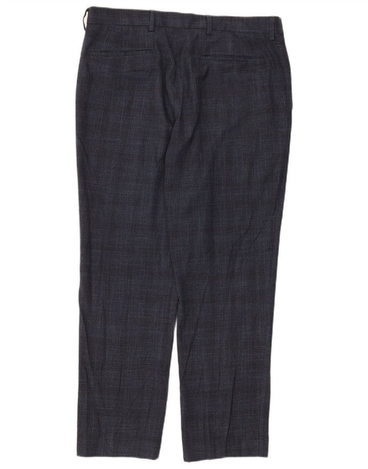 Męskie spodnie chino Marks & Spencer W34 L29 granatowe w pepitkę