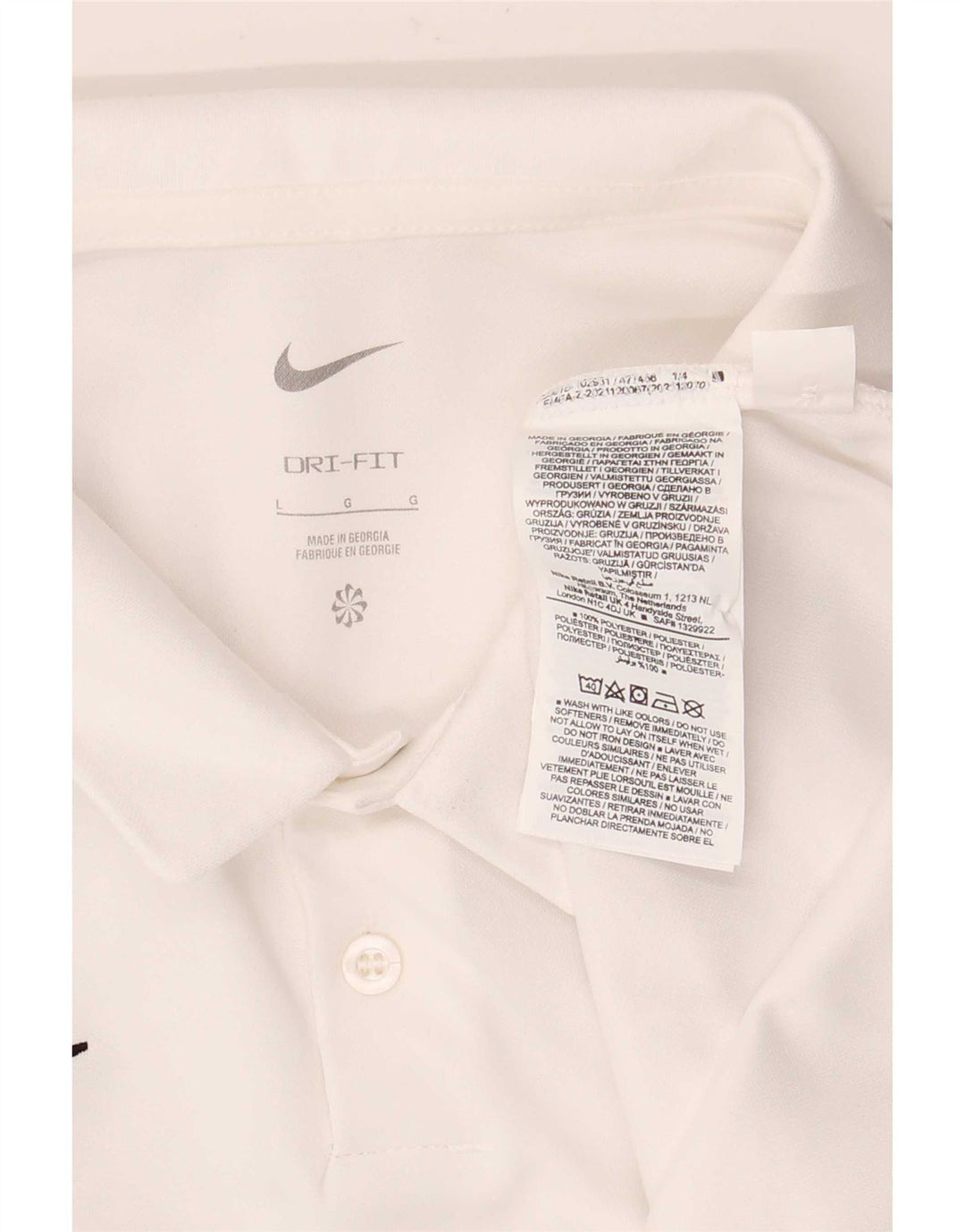 Męska koszulka polo Nike Dri Fit, duża, biała, poliestrowa