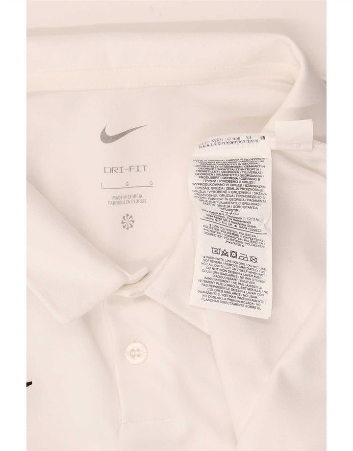 Męska koszulka polo Nike Dri Fit, duża, biała, poliestrowa