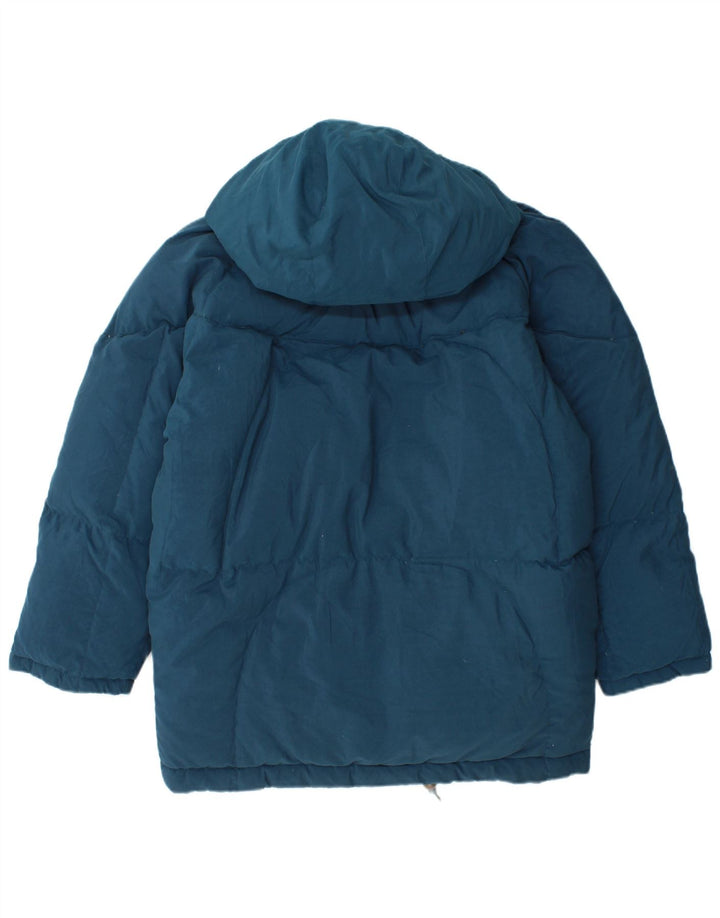 BRUGI Damski, oversize'owy, ocieplany płaszcz z kapturem IT 44, średni niebieski poliester