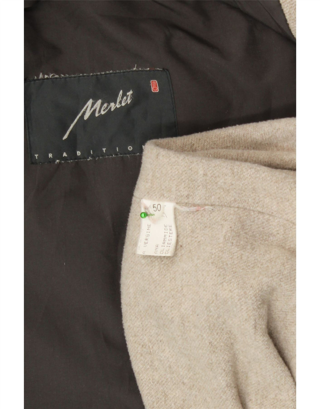 Męski płaszcz z kapturem Merlet IT 50, duża wełna khaki