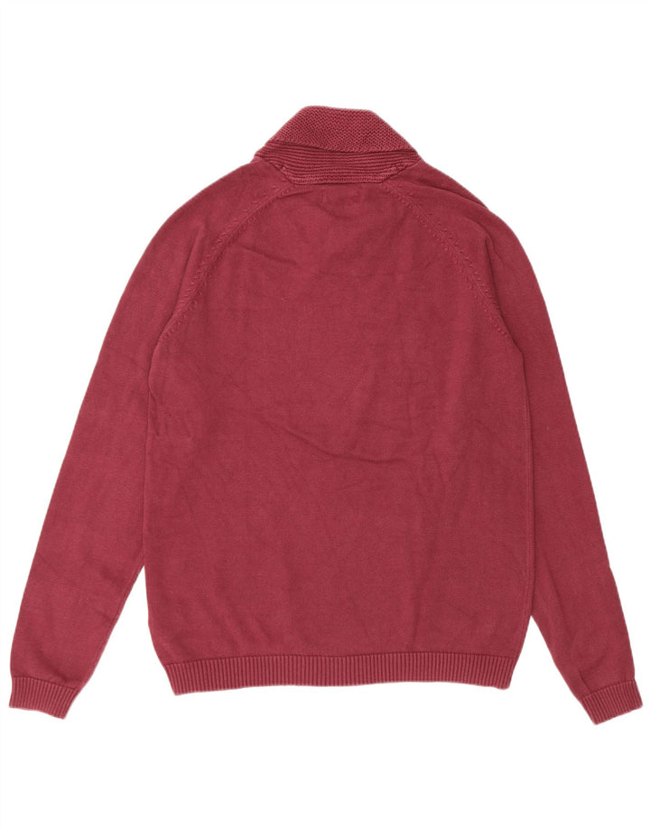 Męski sweter JACK & JONES z szalowym dekoltem, średnia, bordowa bawełna