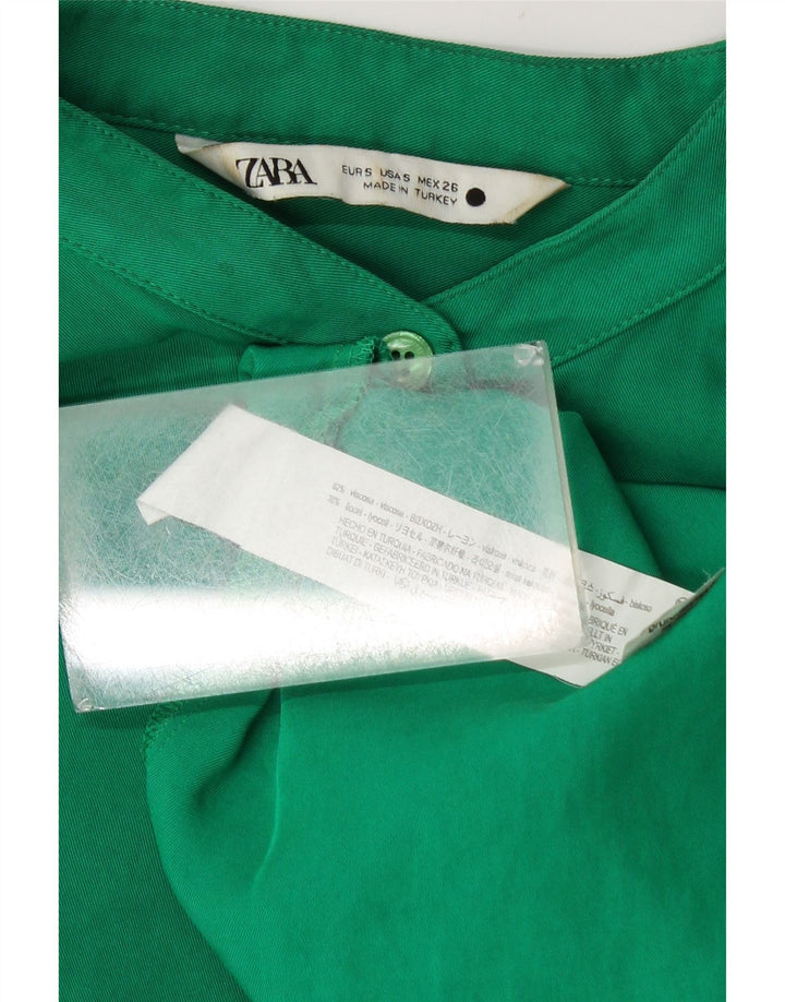 Damska bluzka koszulowa oversize Zara UK 10 Small, zielona wiskoza
