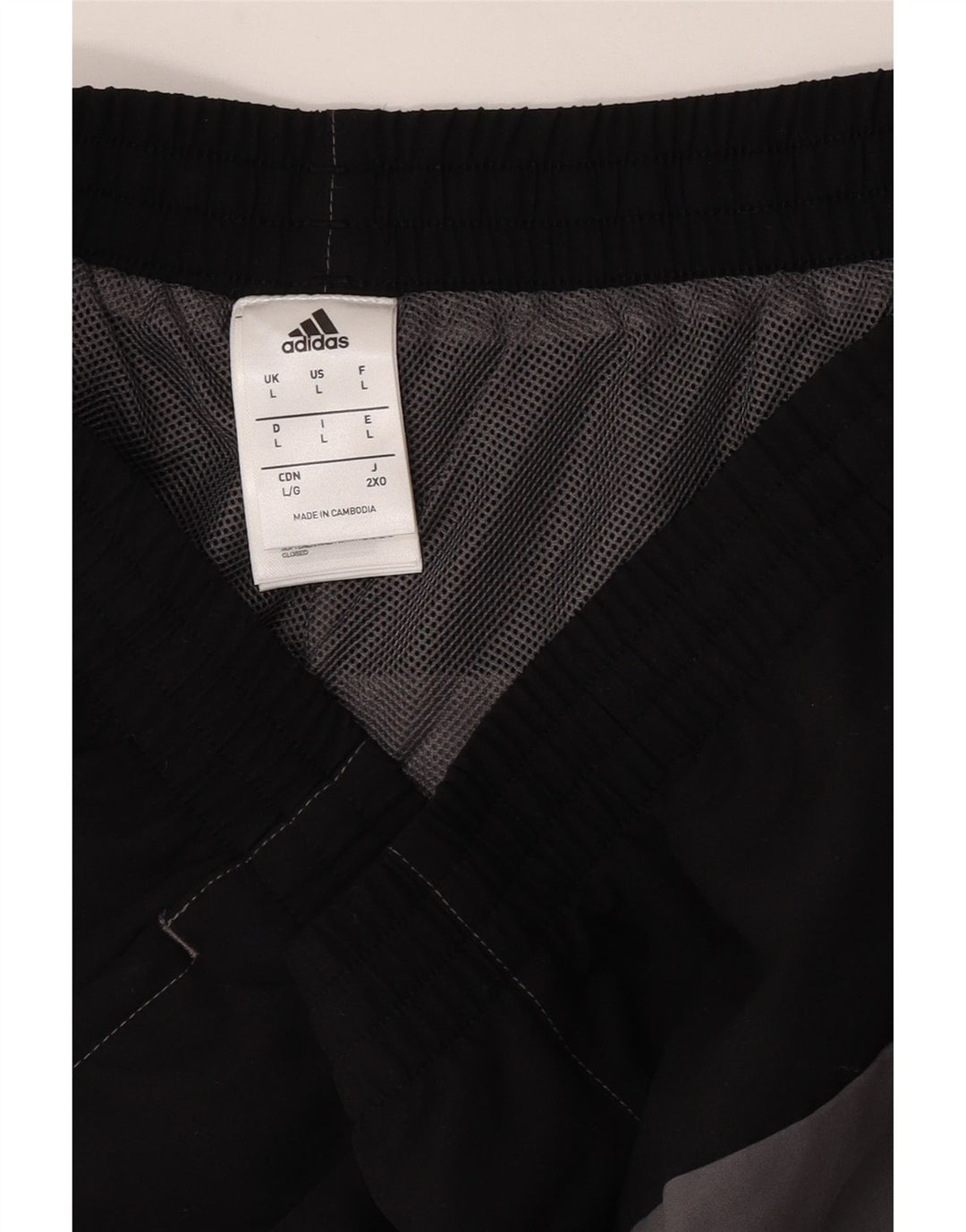 Męskie spodenki sportowe Adidas, duże, szare, z blokami kolorów, poliestrowe