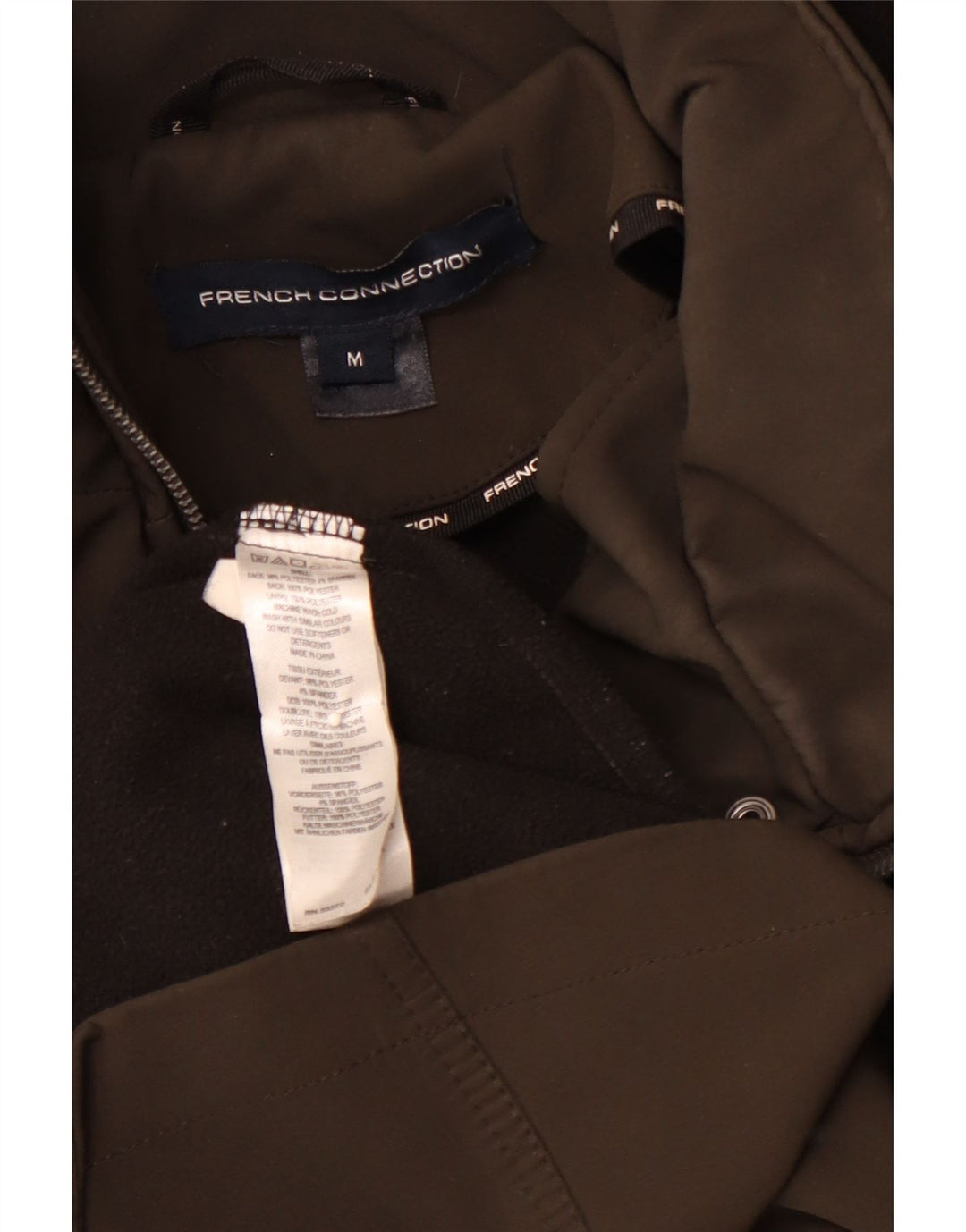 FRENCH CONNECTION Damska kurtka parka z kapturem UK 12, średni poliester khaki