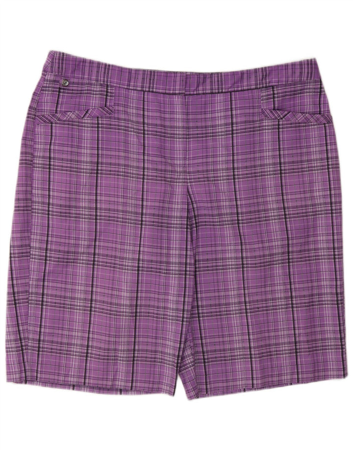 Damskie bermudy Izod US 16 2XL W34 Fioletowa poliester w kratkę