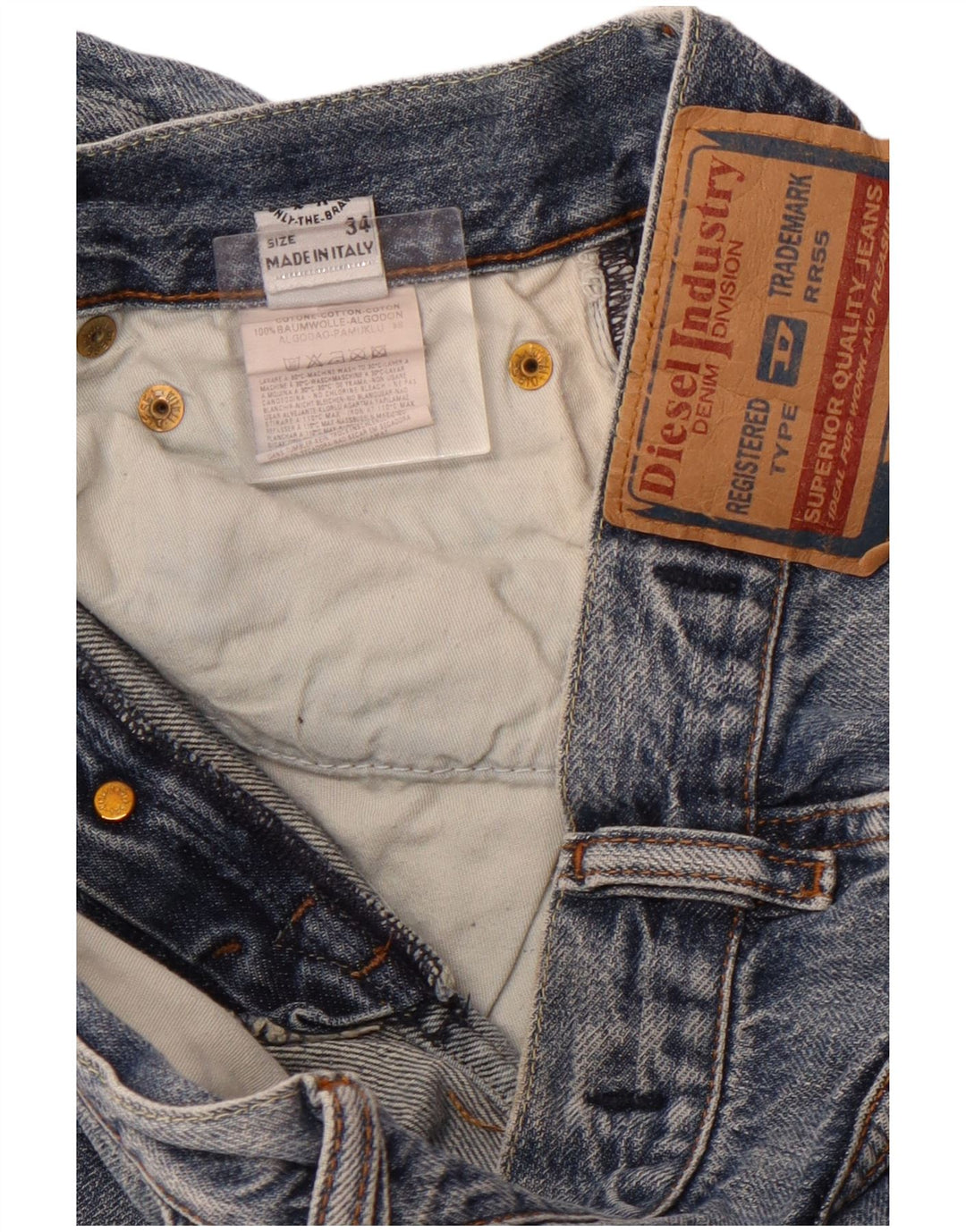 DIESEL Męskie proste dżinsy W34 L31 Niebieskie bawełniane