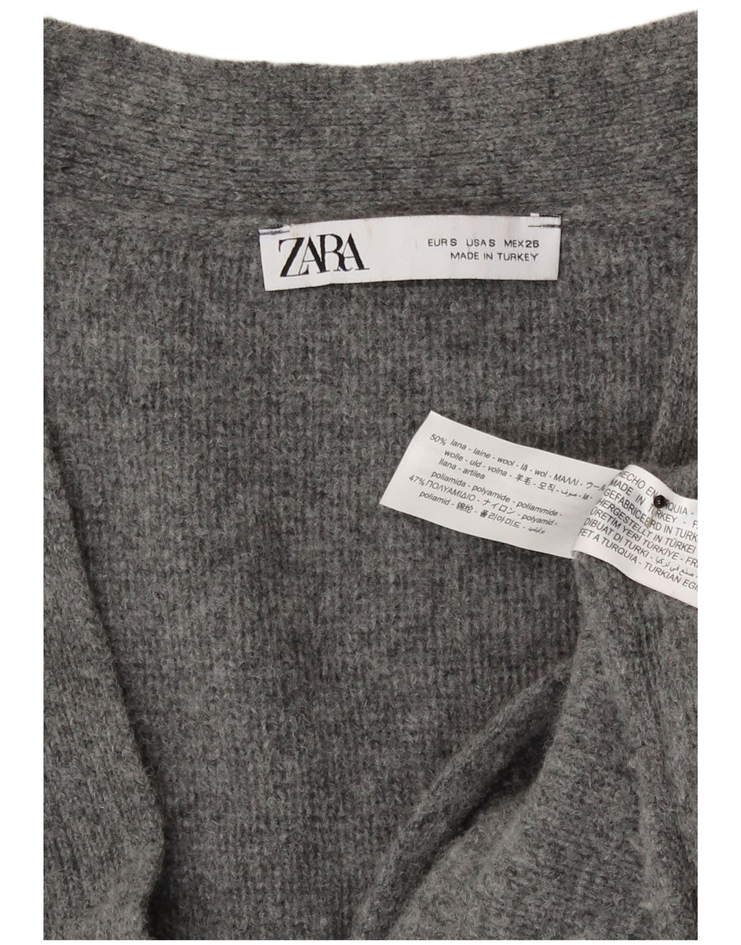 Damski sweter oversize Zara UK 10 Small, szara wełna