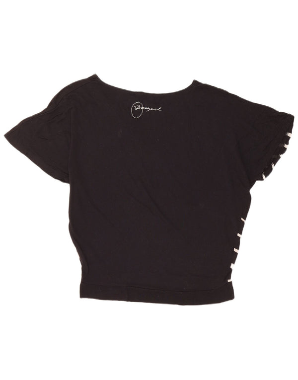 DESIGUAL Damska koszulka oversize z grafiką Top UK 14 Średni czarny w kwiaty