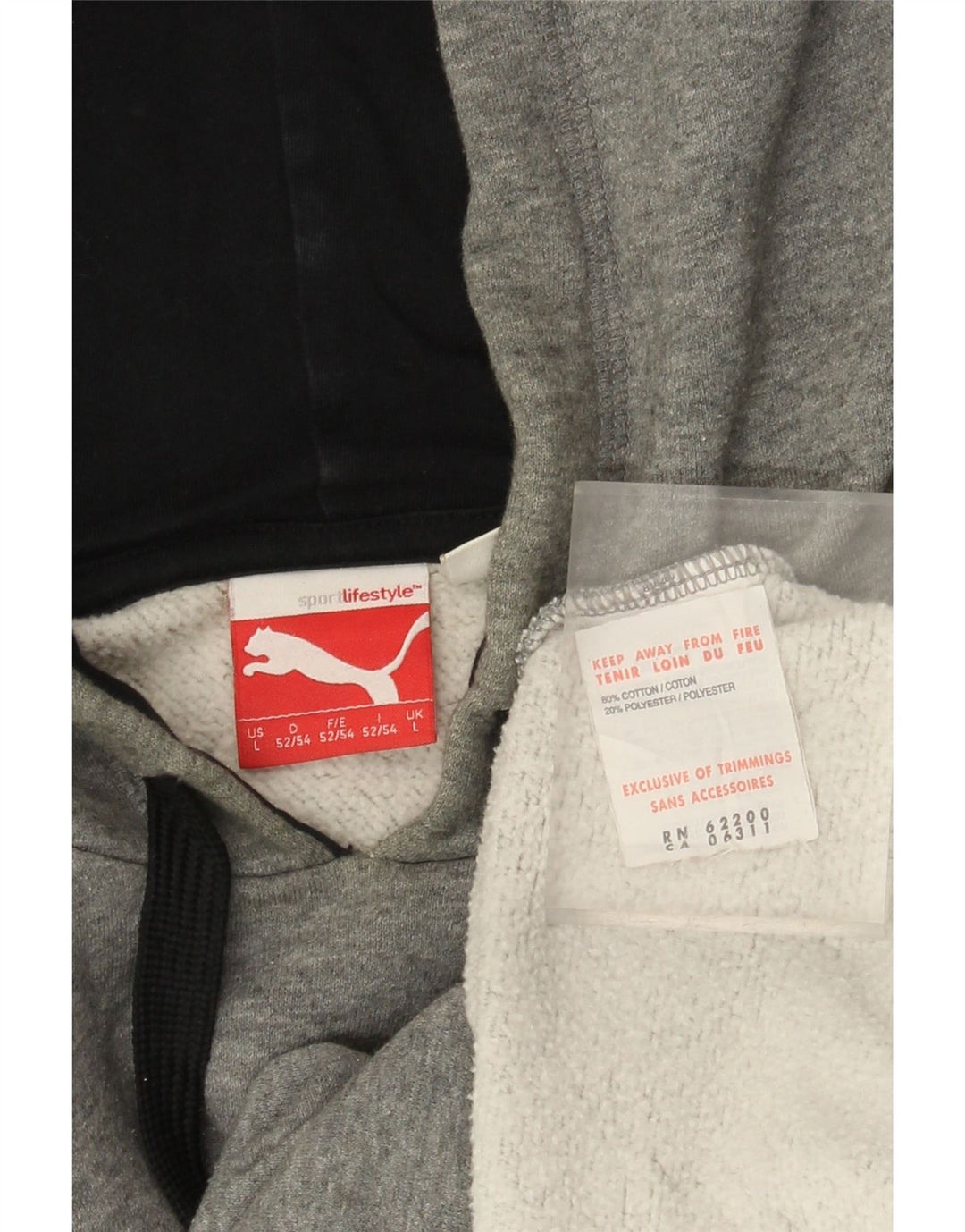 Męski sweter z kapturem i grafiką PUMA, duży, szary, bawełniany