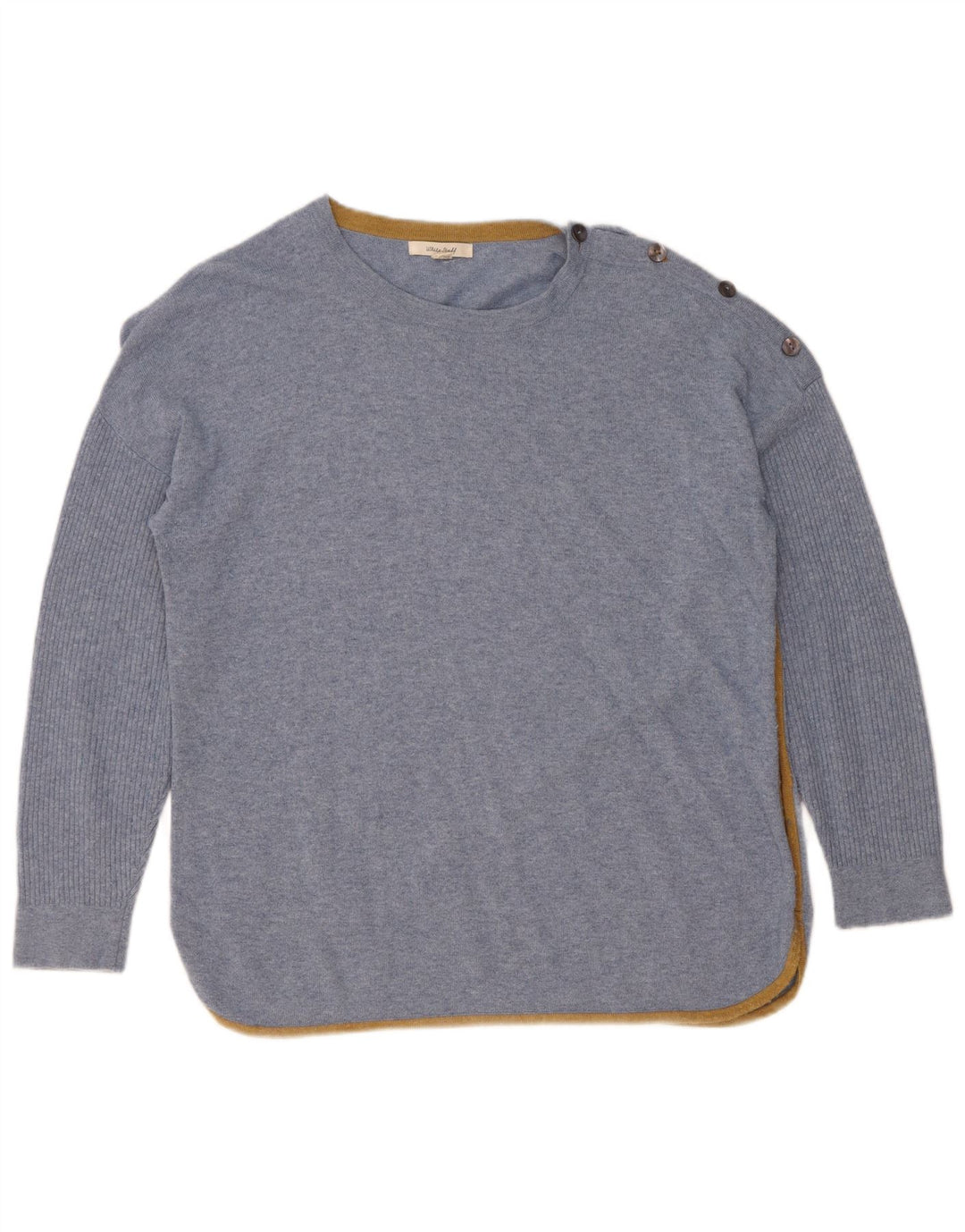 Damski sweter z dekoltem w łódkę White Stuff UK 14, duży, niebieski, wiskoza