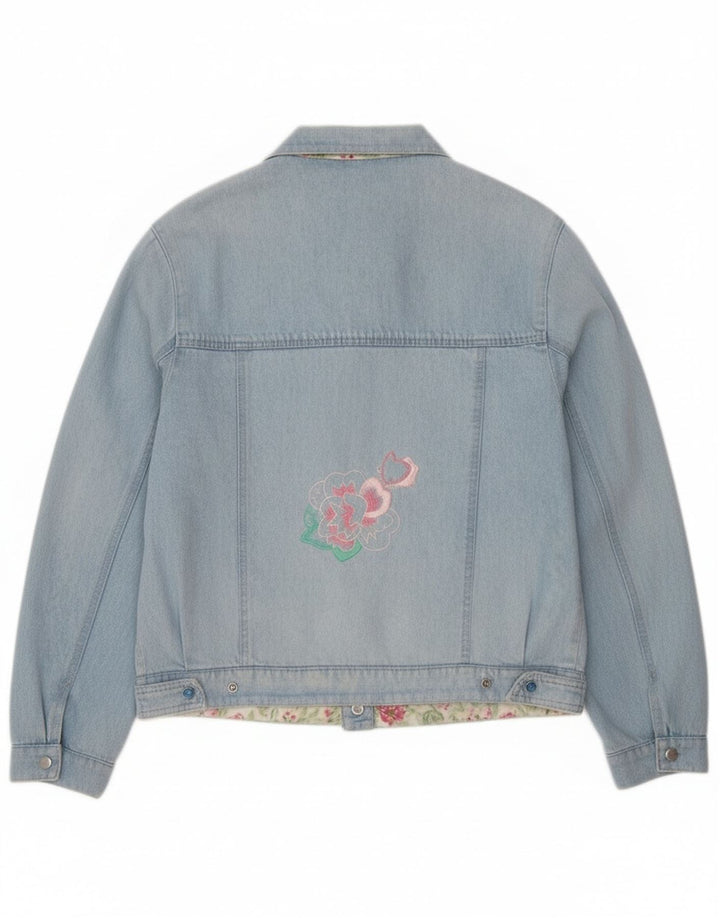 Damska kurtka dżinsowa w stylu vintage IT 44 w kolorze średnioniebieskim w kwiaty
