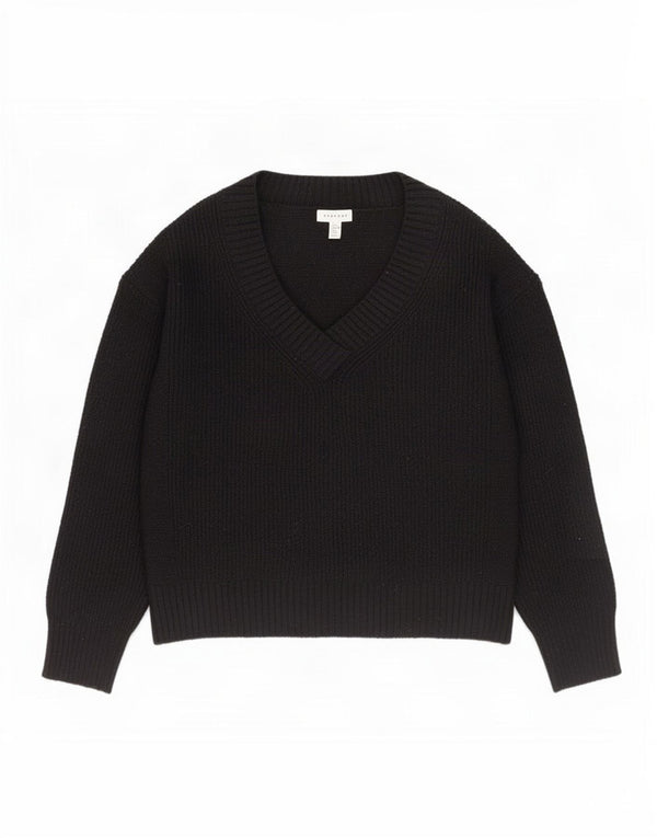 Topshop damski sweter oversize z dekoltem w kształcie litery V, UK 6 XS, czarny akryl