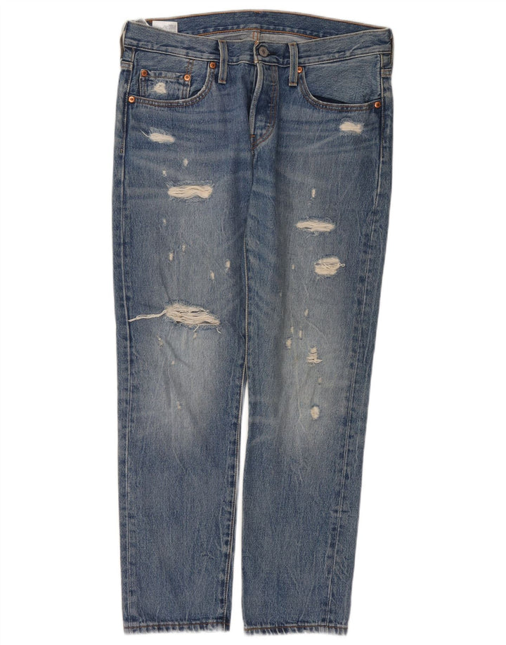 Damskie jeansy Levi's 501 w trudnej sytuacji W29 L28 Niebieskie bawełniane