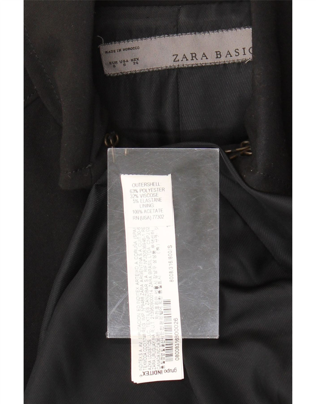 ZARA Womens Overcoat UK 10 Small Black Polyester Vintage Zara and Second-Hand Zara from Messina Hembry 