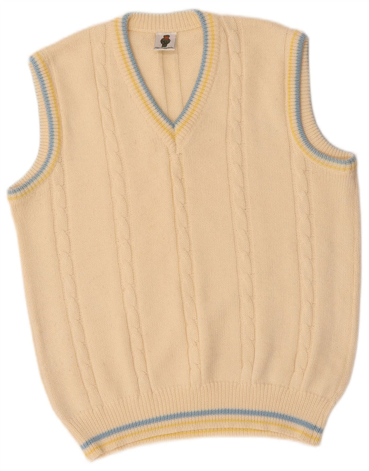 Podkoszulek męski VINTAGE z kamizelką, średni, złamany biały, poliakryl