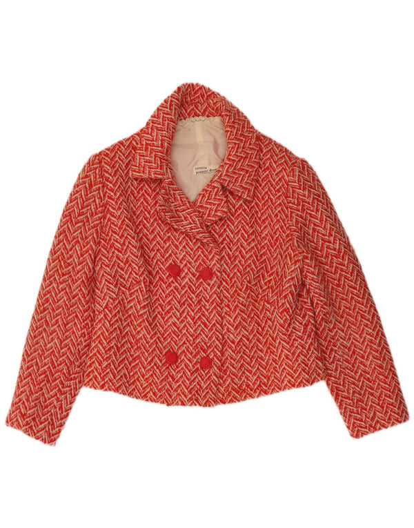 Vintage Womens Crop Double Breasted Blazer Jacket UK 12 Medium Red Chevron