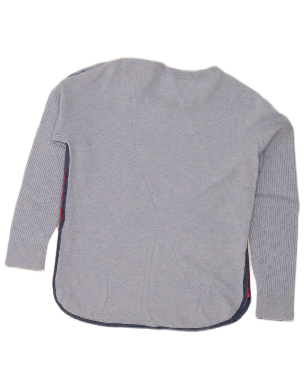 Damski sweter z dekoltem w łódkę White Stuff UK 10, mały, niebieski nakrapiany
