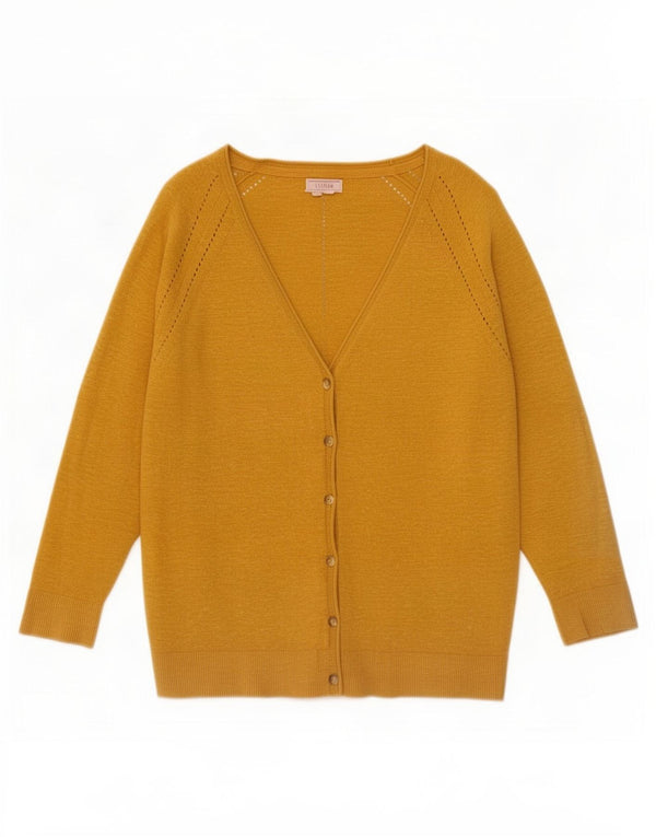 Damski sweter rozpinany Fat Face z rękawem 3/4 UK 10, mały, żółty, bawełniany