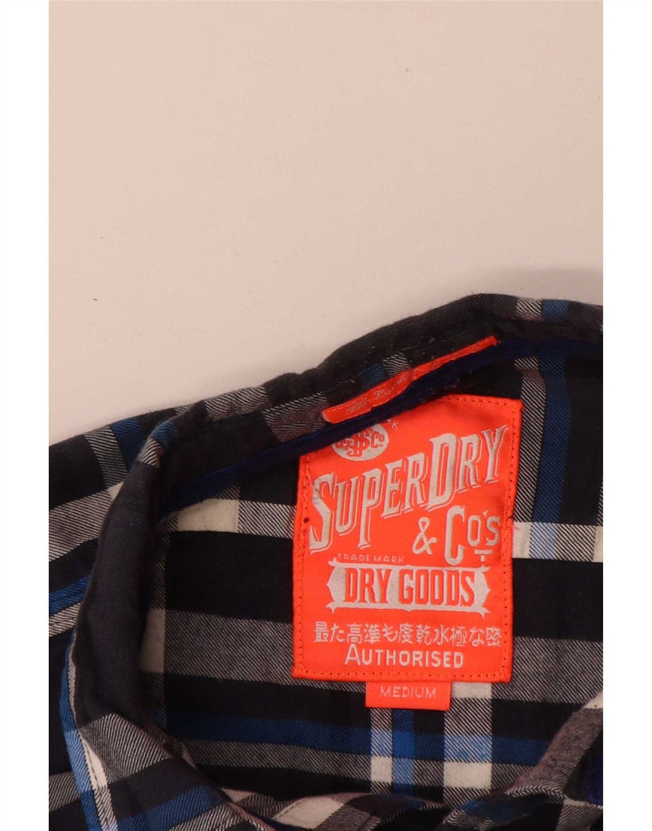 Męska koszula flanelowa Superdry, bawełniana, w średnią granatową kratę