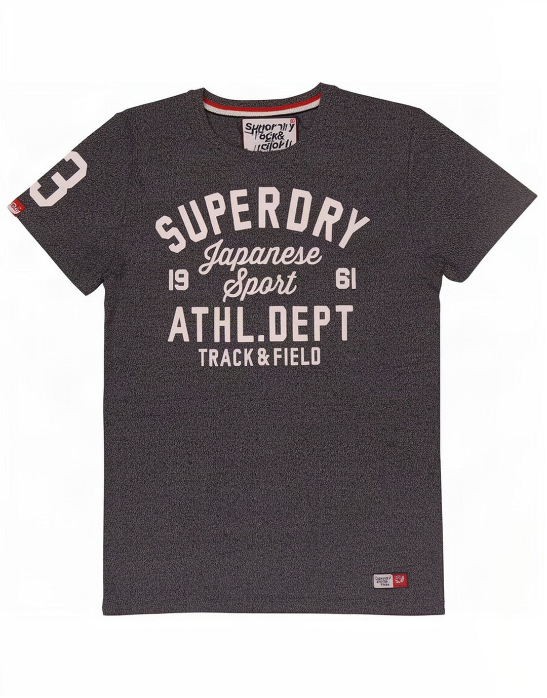 Męski T-shirt Superdry z grafiką, średnioszary, bawełniany w cętki