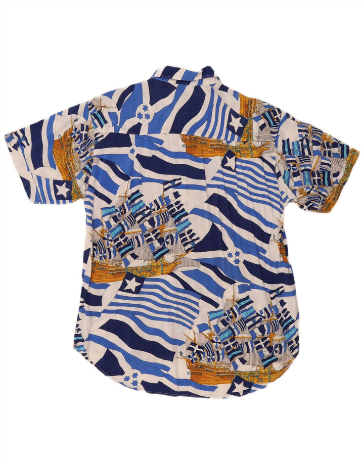 Męska koszula z krótkim rękawem Harrison & Son w abstrakcyjny wzór, duża niebieska wiskoza