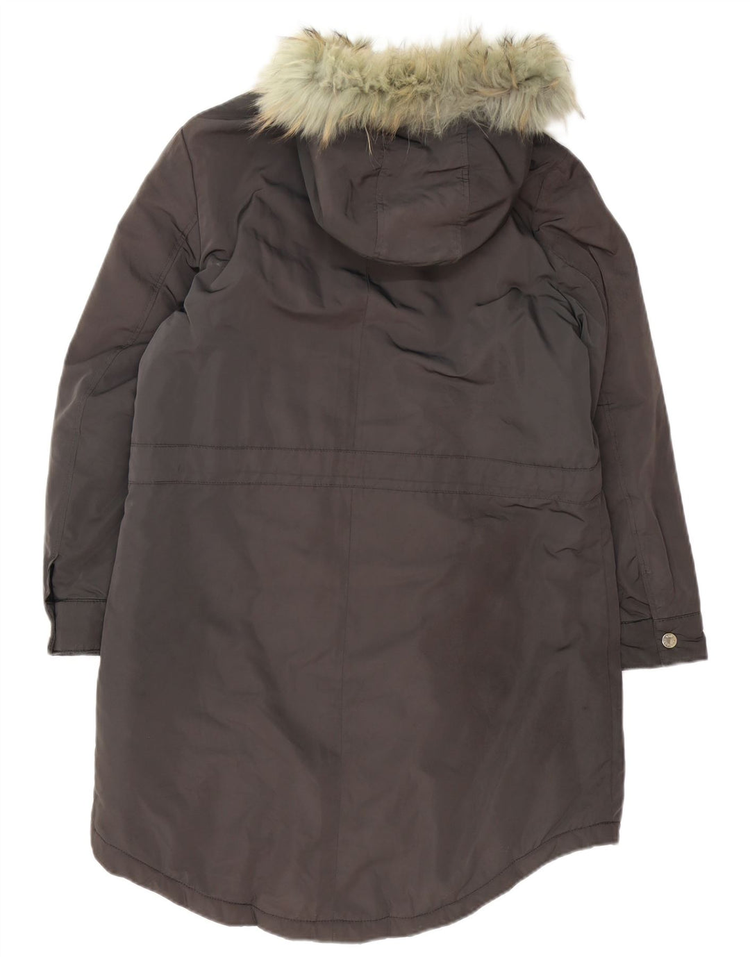 Damski płaszcz z kapturem, oversize, wyściełany Trussardi IT 44, średni brązowy nylon