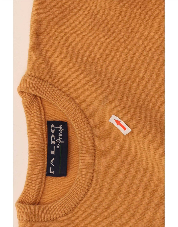 Męski sweter z okrągłym dekoltem Pringle XL, żółta owcza wełna