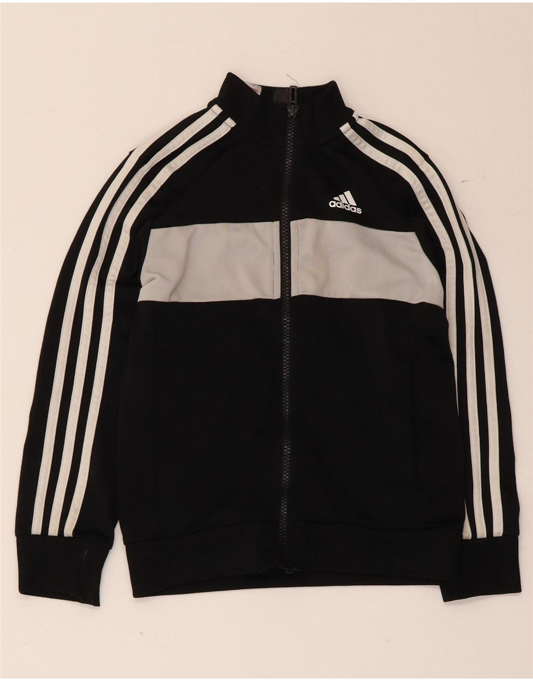 Chłopięca kurtka dresowa Adidas 7-8 lat Czarny poliester z blokami kolorów