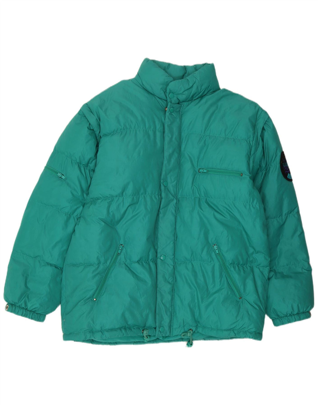 Vintage męska ocieplana kurtka UK 38, średni zielony nylon