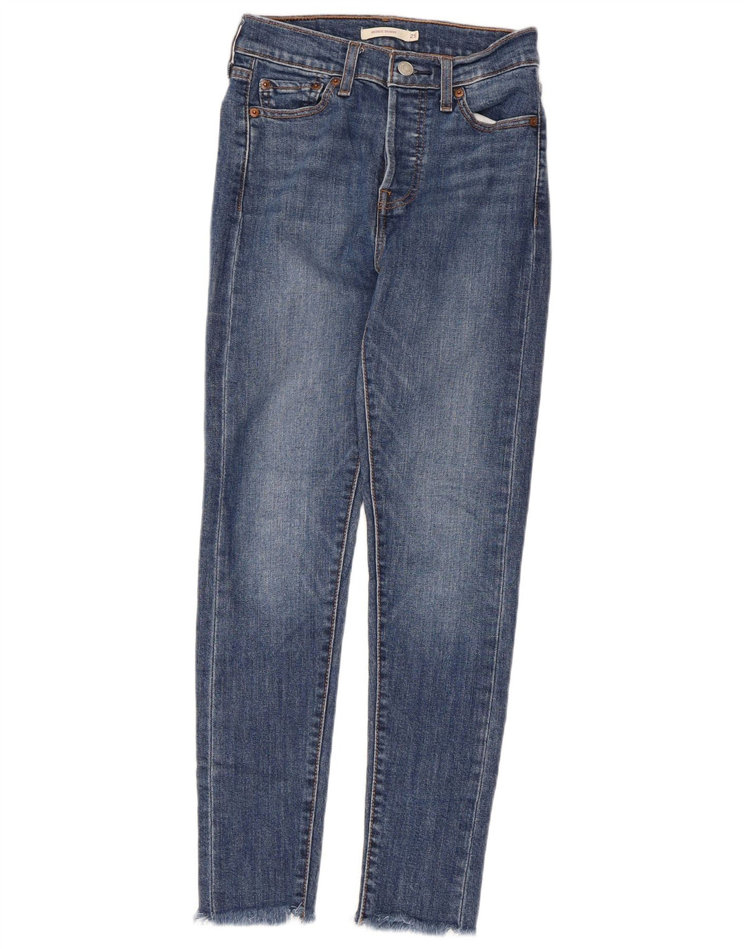Damskie jeansy skinny z wysokim stanem i koturnem LEVI'S W25 L26 Niebieska bawełna
