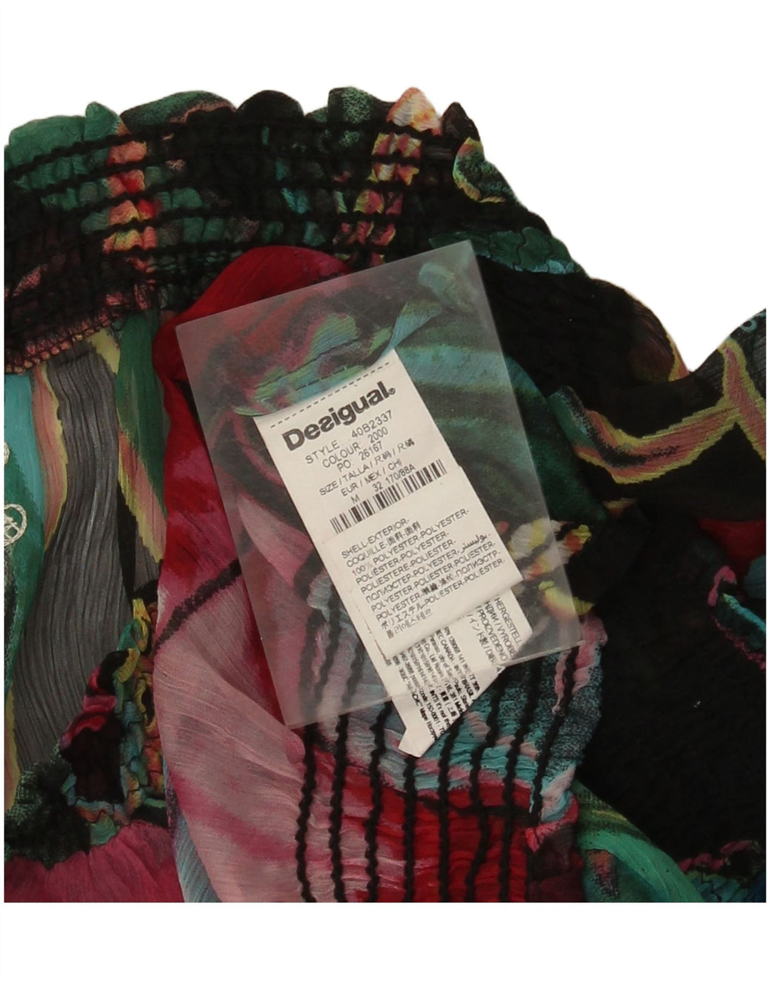 Damski top Desigual z grafiką i odkrytymi ramionami UK 14, średni, wielokolorowy w kwiaty