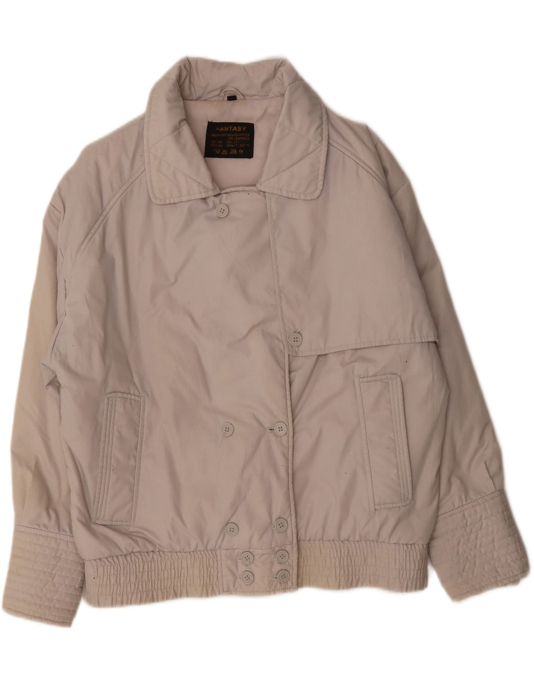 VINTAGE Womens Oversized Windbreaker Jacket IT 42 Medium Grey Polyester Vintage Vintage and Second-Hand Vintage from Messina Hembry 