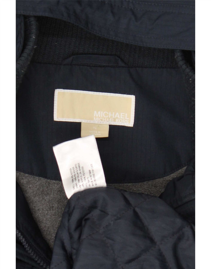 Damska kurtka parka z kapturem Michael Kors UK 18 XL granatowa, poliestrowa