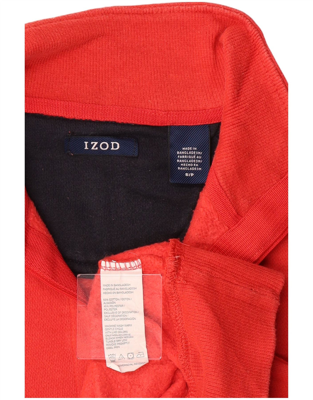 Izod Męski sweter z zamkiem 1/4, mały, czerwony, bawełniany