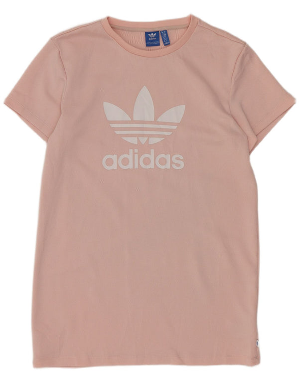 Damska koszulka Adidas z grafiką o luźnym kroju, UK 10, mała, różowa, sportowa