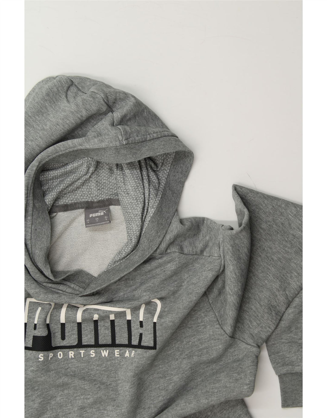PUMA Mens Graphic Hoodie Jumper Small Grey Cotton Vintage Puma and Second-Hand Puma from Messina Hembry 