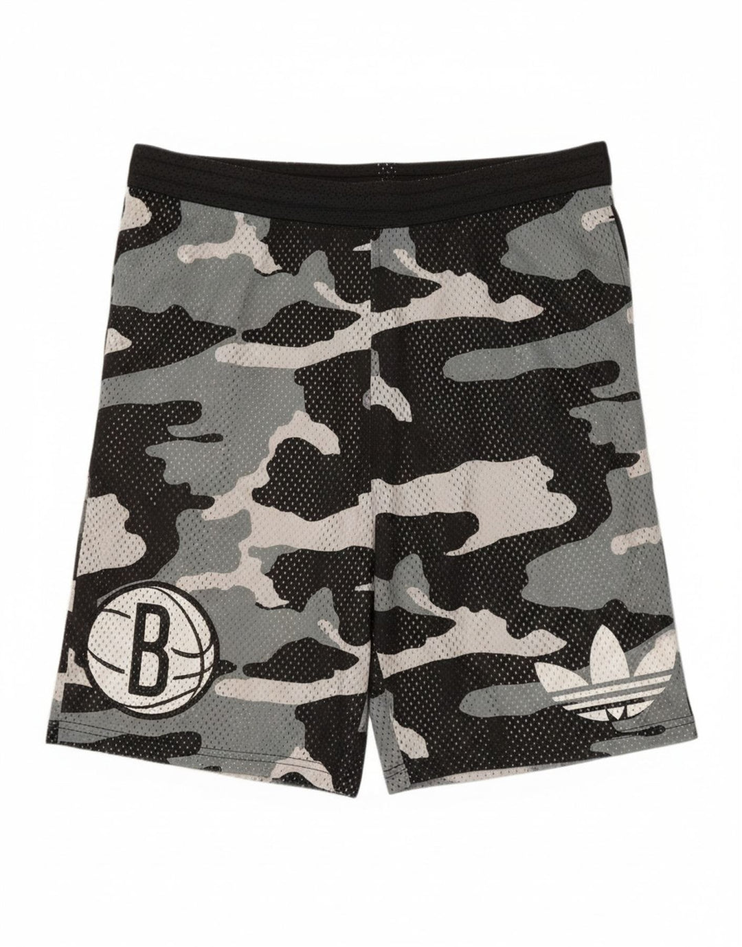Męskie spodenki sportowe Adidas z grafiką, średni czarny kamuflaż, poliester
