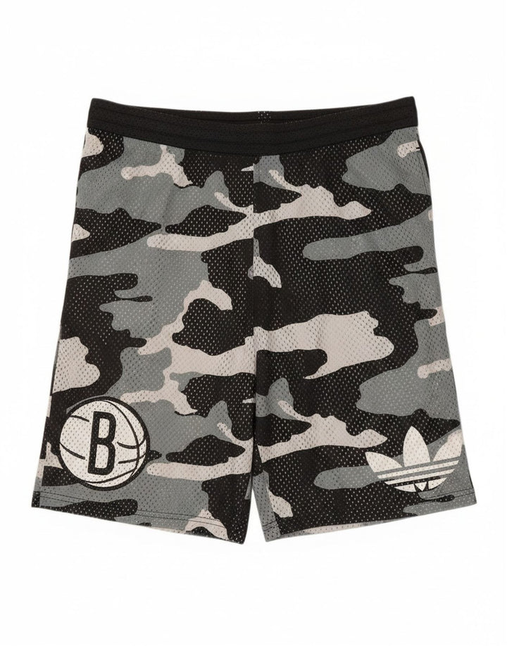 Męskie spodenki sportowe Adidas z grafiką, średni czarny kamuflaż, poliester