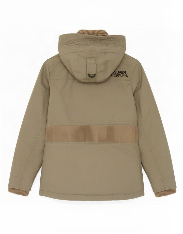 Damska kurtka parka z kapturem Superdry UK 12, średnia bawełna khaki