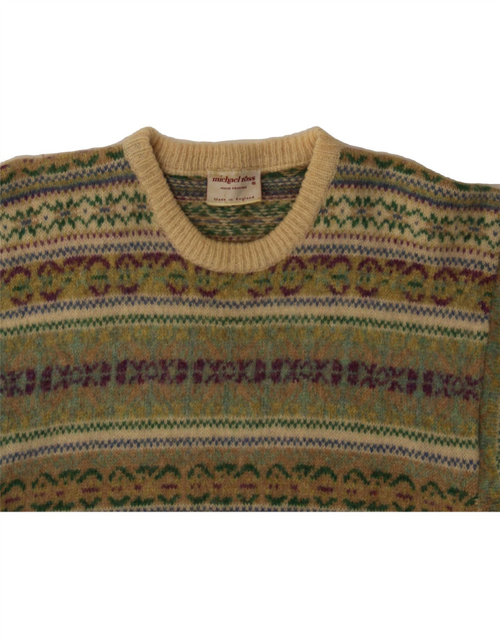 MICHAEL ROSS Męski sweter z okrągłym dekoltem, mały zielony Fair Isle