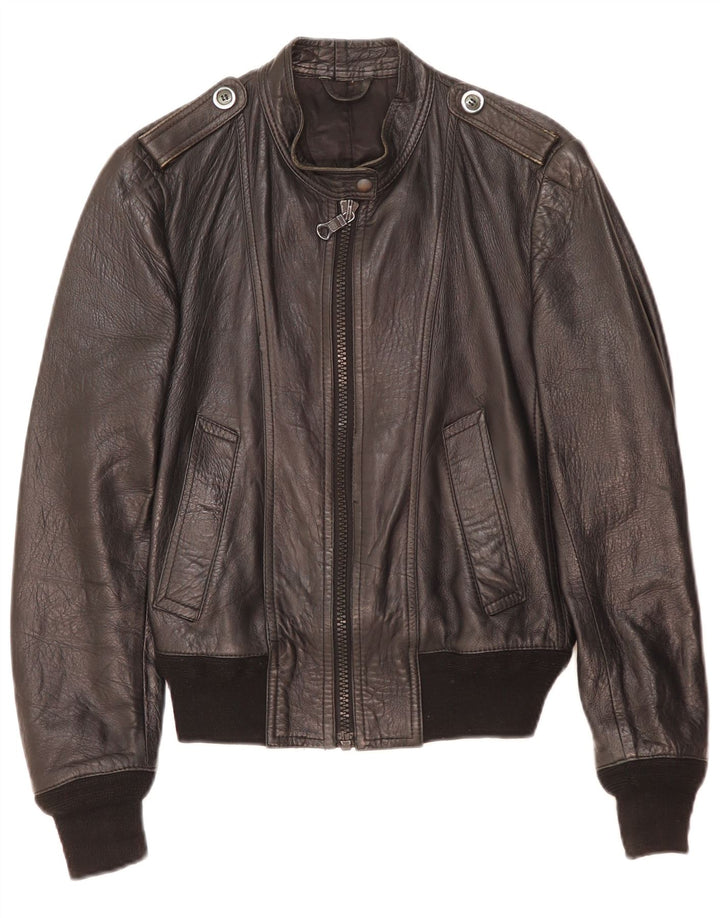 Vintage damska skórzana kurtka wojskowa UK 14, średnia czarna