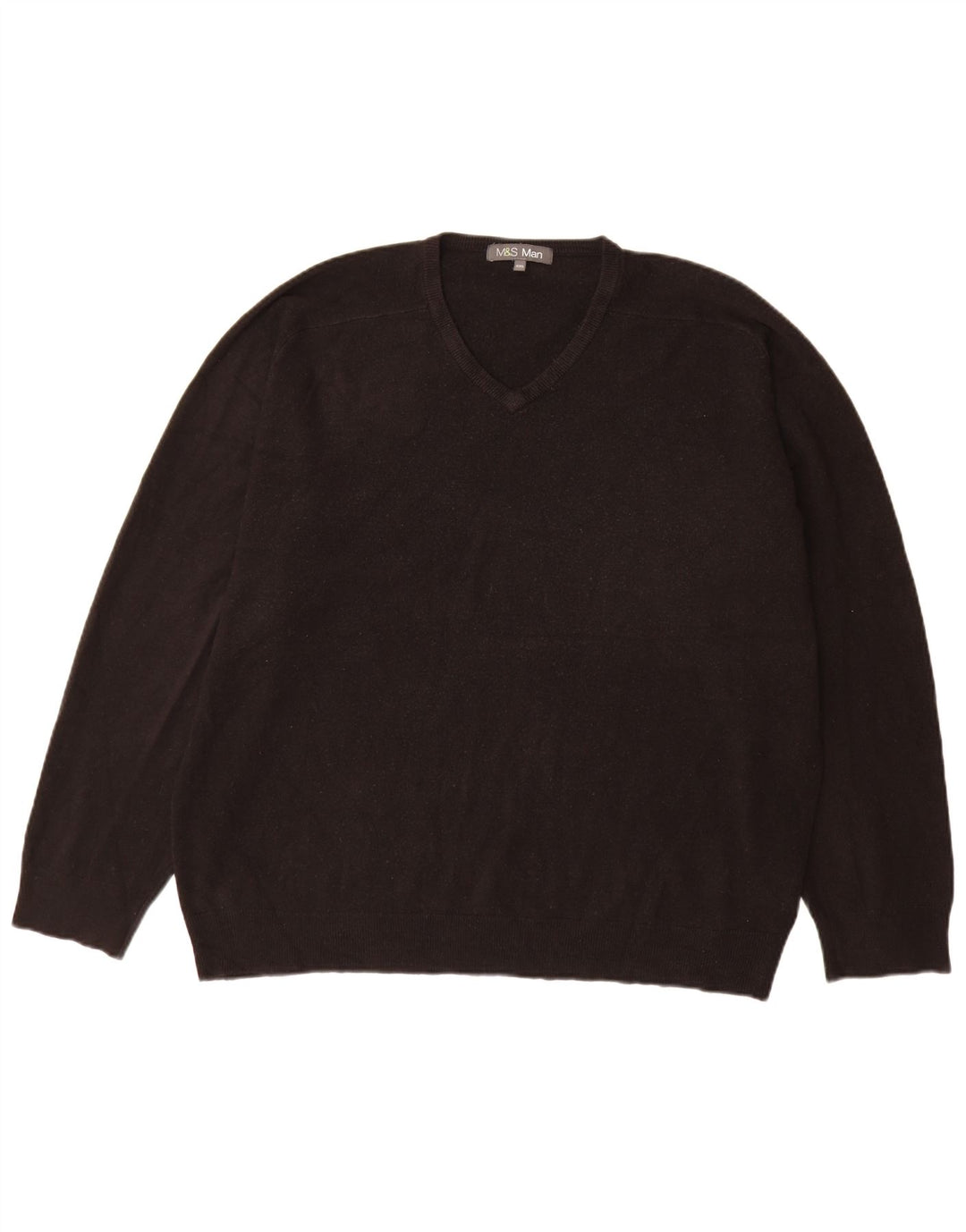 Marks & Spencer Męski sweter z dekoltem w kształcie litery V, 2XL, czarny akryl