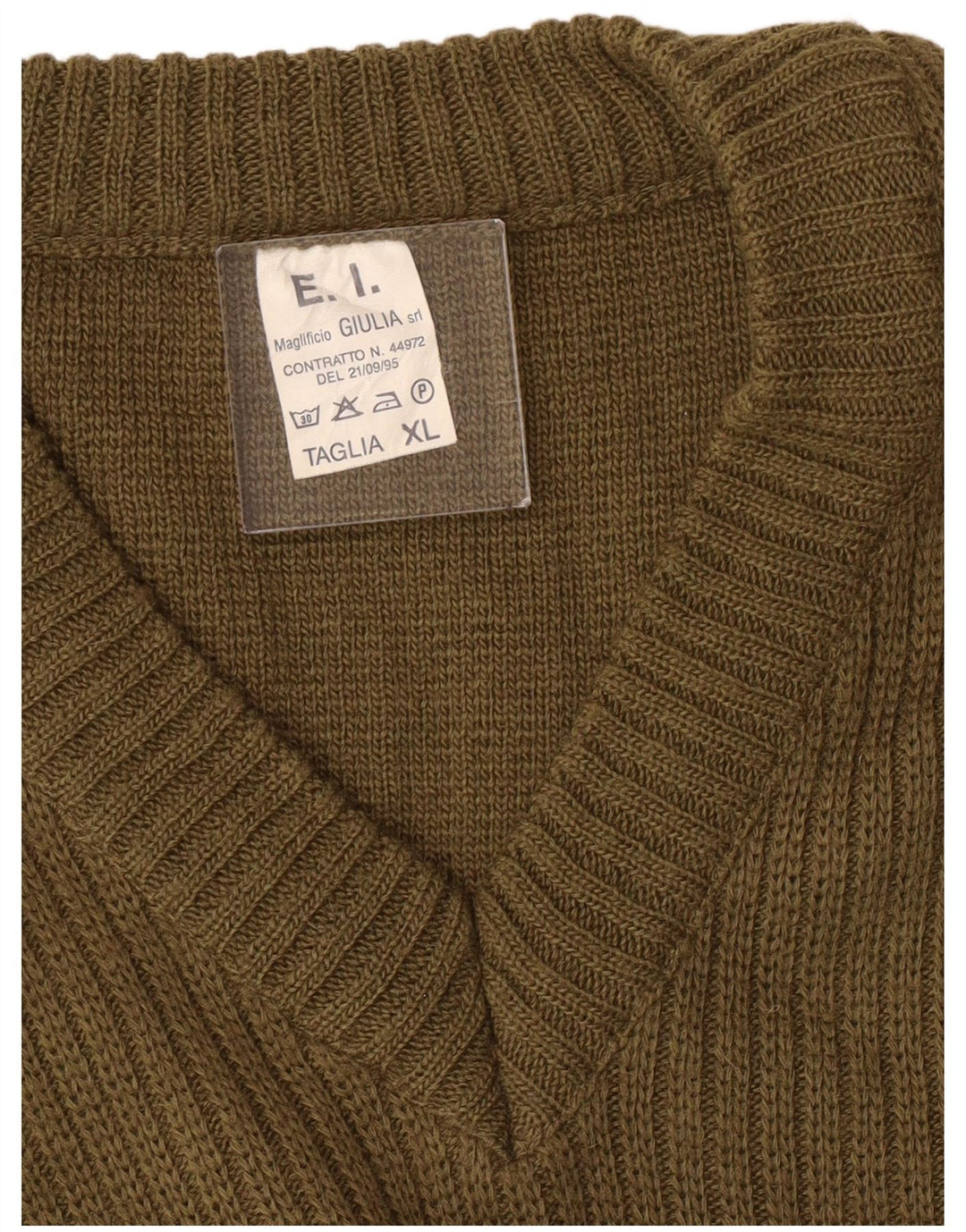 Męski sweter wojskowy E.I z dekoltem w kształcie litery V, XL, khaki