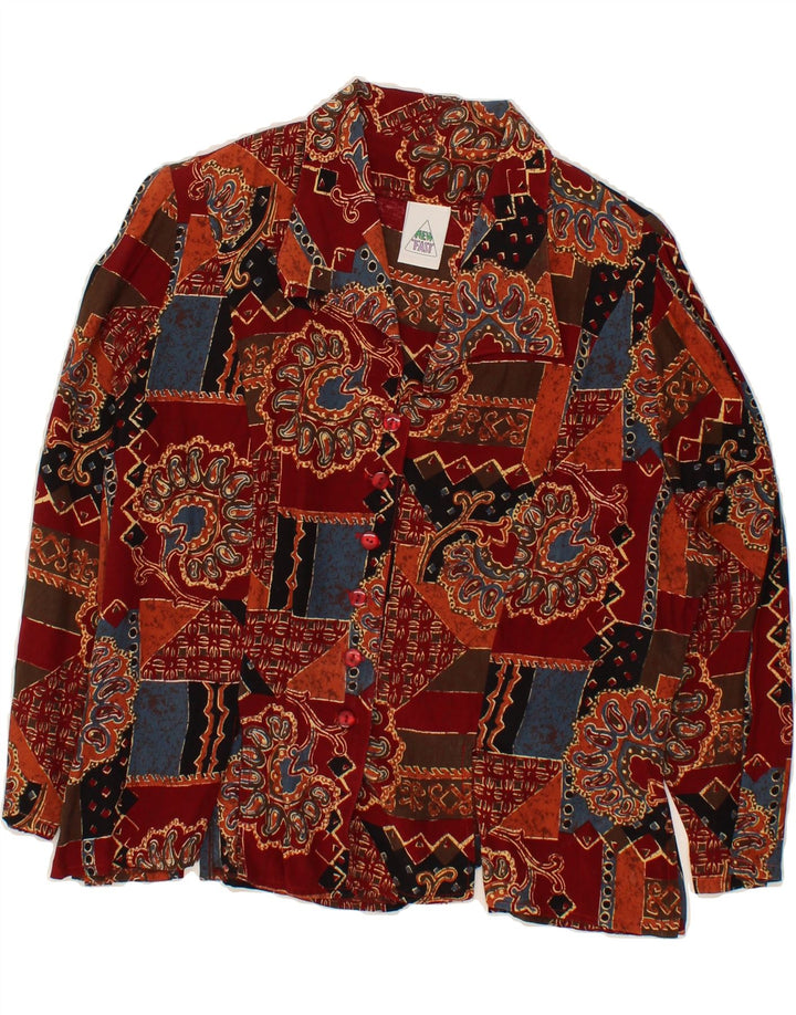 NEW FAST Womens 3/4 Sleeve Shirt Blouse IT 46 Large Burgundy Patchwork Vintage New Fast and Second-Hand New Fast from Messina Hembry 