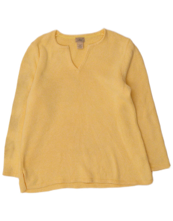 Sweter damski L.L.Bean z dekoltem w kształcie litery V, UK 16, duży, żółty, bawełniany