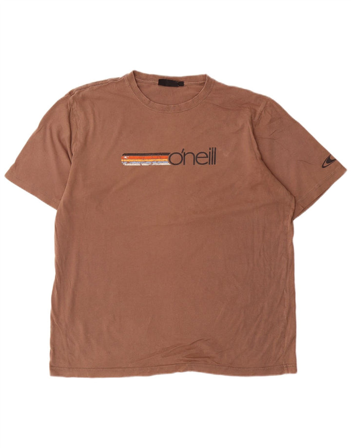 Męski T-shirt z grafiką O'Neill, top XL, brązowa bawełna
