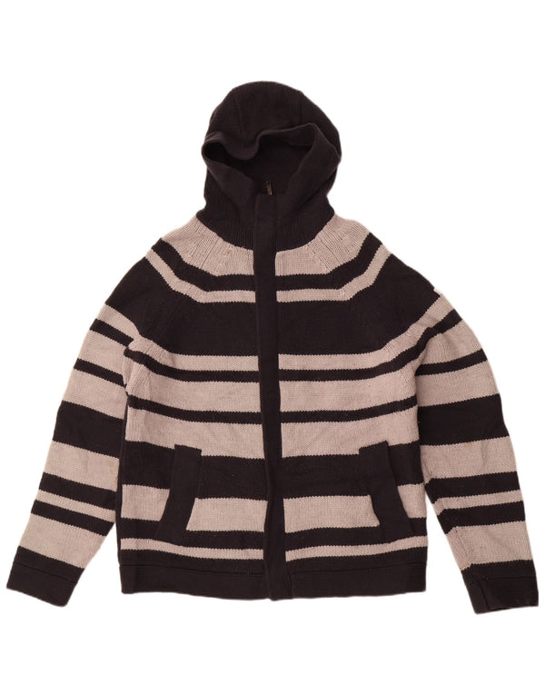 Damski sweter rozpinany z kapturem French Connection UK 18 XL, szara wełna w paski