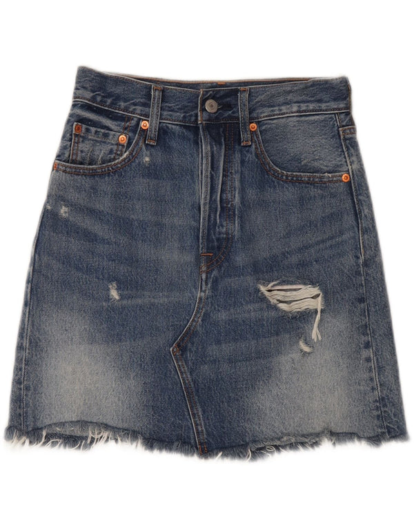 Levi's Womens Distressed Denim Skirt W25 XS Blue Cotton